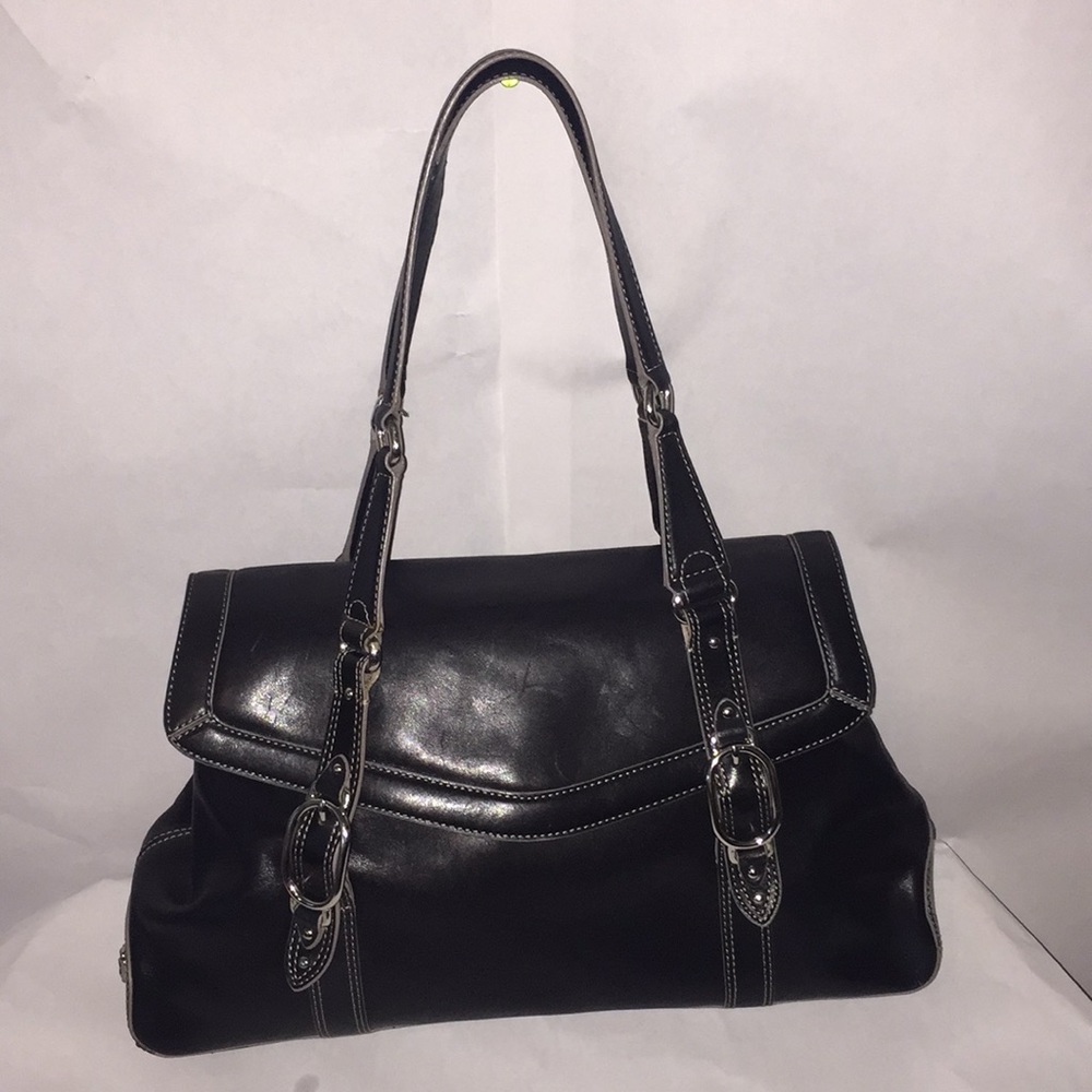 Cole Haan soft black leather trinity tote